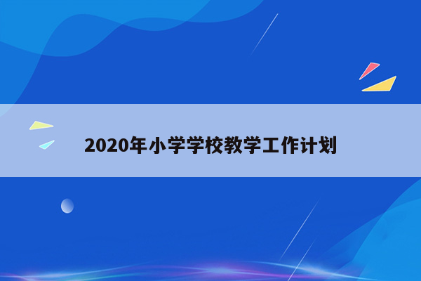 2020年小学学校教学工作计划