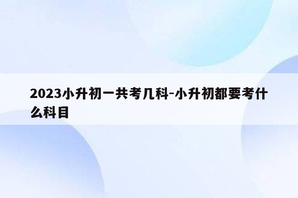 2023小升初一共考几科-小升初都要考什么科目