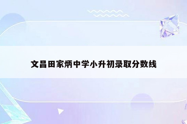 文昌田家炳中学小升初录取分数线