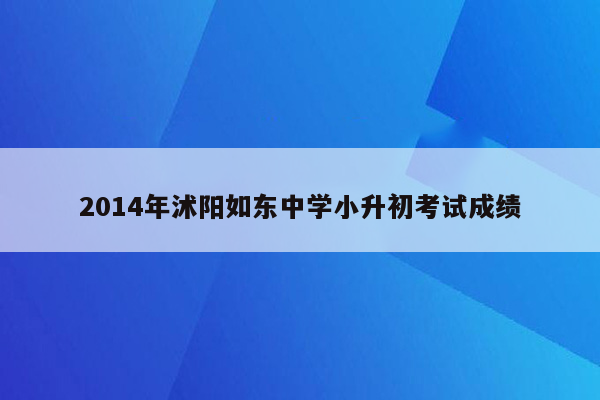 2014年沭阳如东中学小升初考试成绩