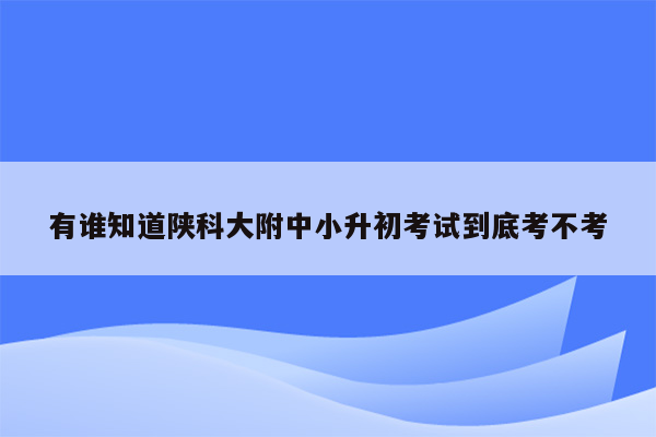 有谁知道陕科大附中小升初考试到底考不考