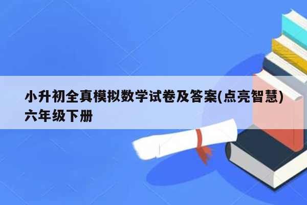 小升初全真模拟数学试卷及答案(点亮智慧)六年级下册