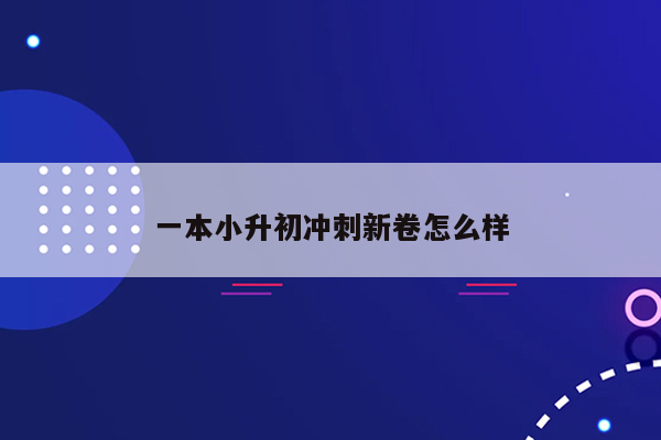 一本小升初冲刺新卷怎么样