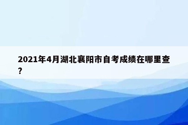 2021年4月湖北襄阳市自考成绩在哪里查?