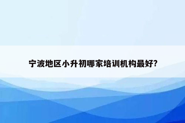 宁波地区小升初哪家培训机构最好?