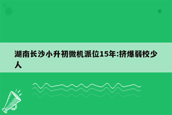 湖南长沙小升初微机派位15年:挤爆弱校少人