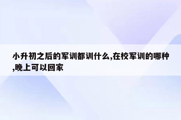 小升初之后的军训都训什么,在校军训的哪种,晚上可以回家