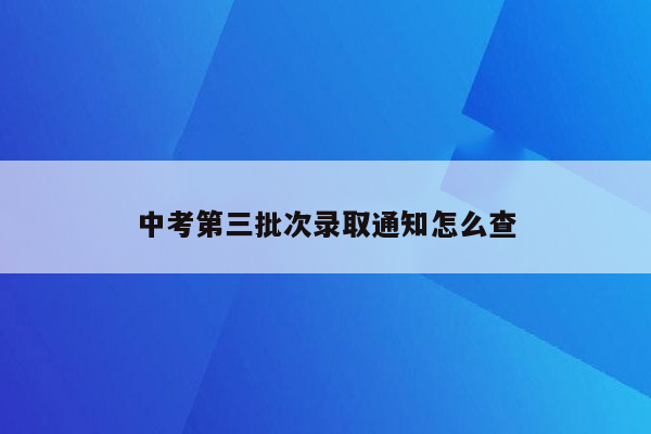 中考第三批次录取通知怎么查