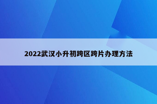 2022武汉小升初跨区跨片办理方法