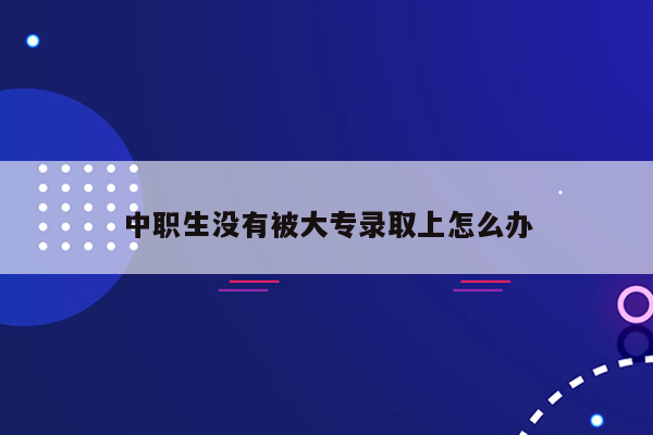 中职生没有被大专录取上怎么办