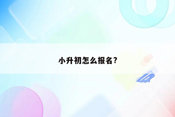 小升初怎么报名?