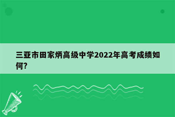 三亚市田家炳高级中学2022年高考成绩如何?