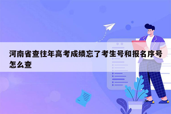 河南省查往年高考成绩忘了考生号和报名序号怎么查