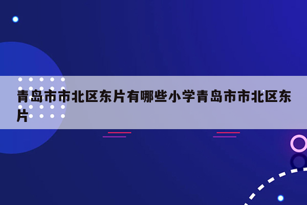 青岛市市北区东片有哪些小学青岛市市北区东片