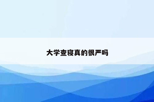 大学查寝真的很严吗