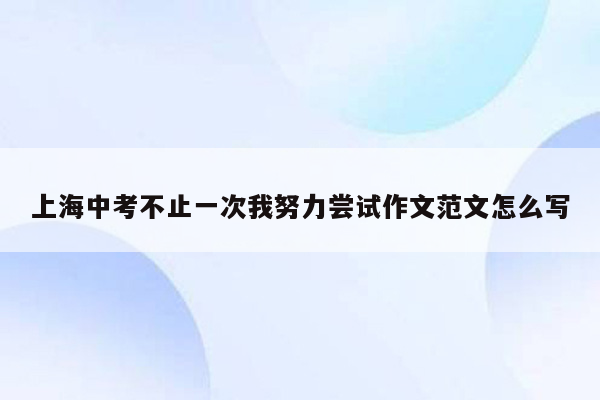 上海中考不止一次我努力尝试作文范文怎么写