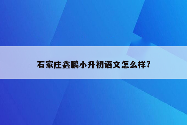 石家庄鑫鹏小升初语文怎么样?