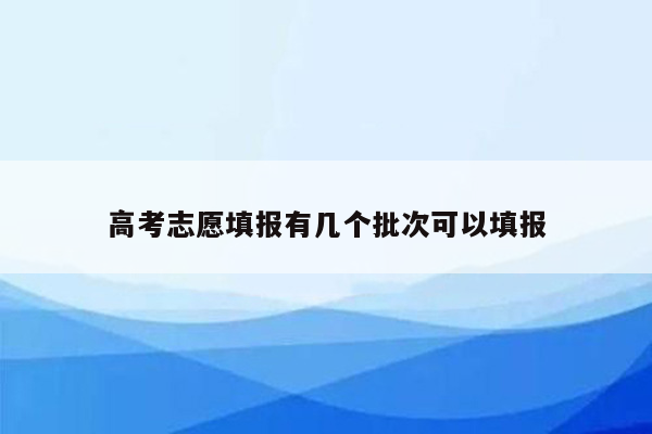 高考志愿填报有几个批次可以填报