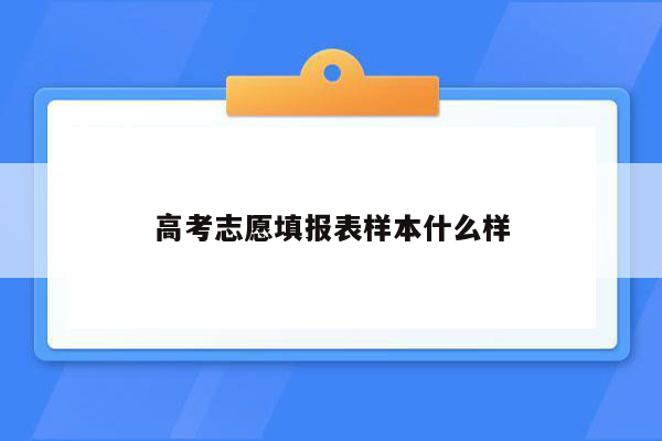 高考志愿填报表样本什么样