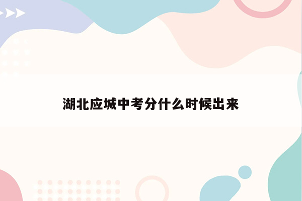 湖北应城中考分什么时候出来