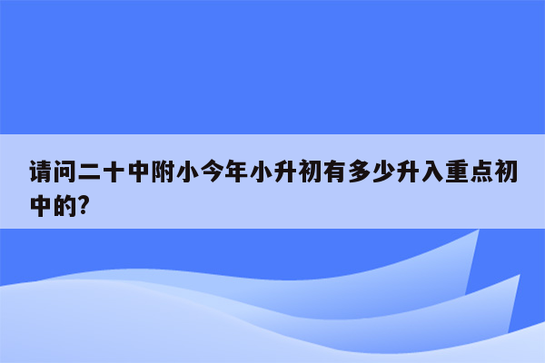 请问二十中附小今年小升初有多少升入重点初中的?