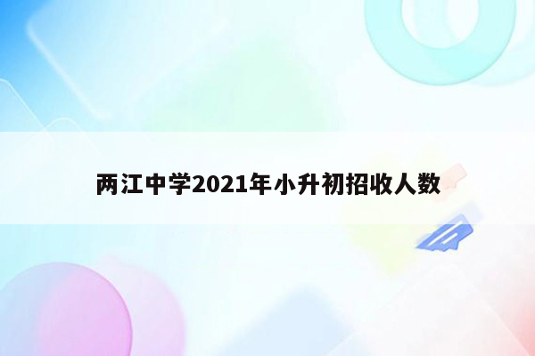 两江中学2021年小升初招收人数