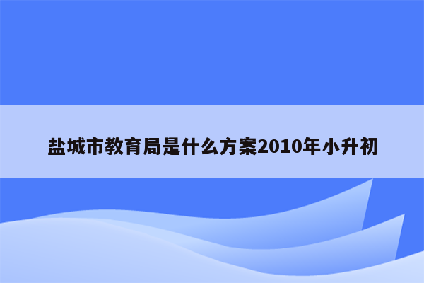 盐城市教育局是什么方案2010年小升初