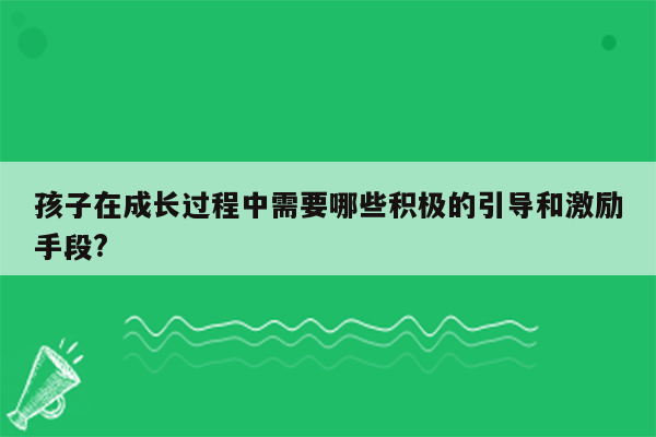 孩子在成长过程中需要哪些积极的引导和激励手段?