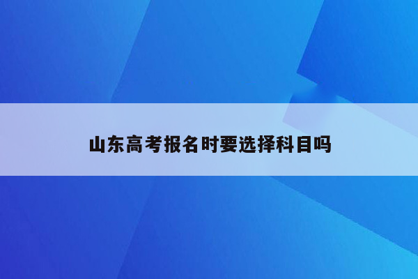 山东高考报名时要选择科目吗