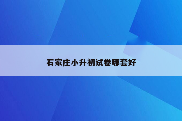 石家庄小升初试卷哪套好