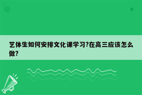 艺体生如何安排文化课学习?在高三应该怎么做?