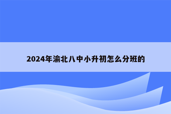 2024年渝北八中小升初怎么分班的