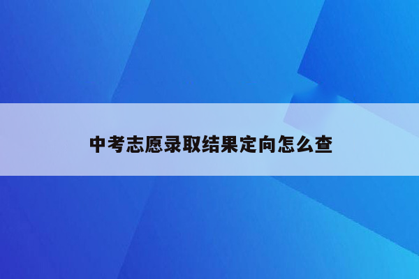 中考志愿录取结果定向怎么查