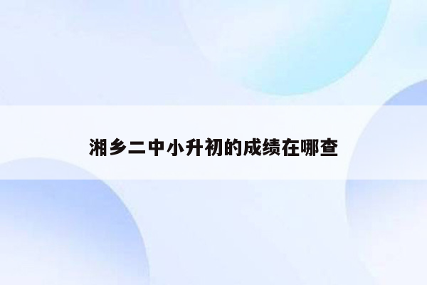 湘乡二中小升初的成绩在哪查