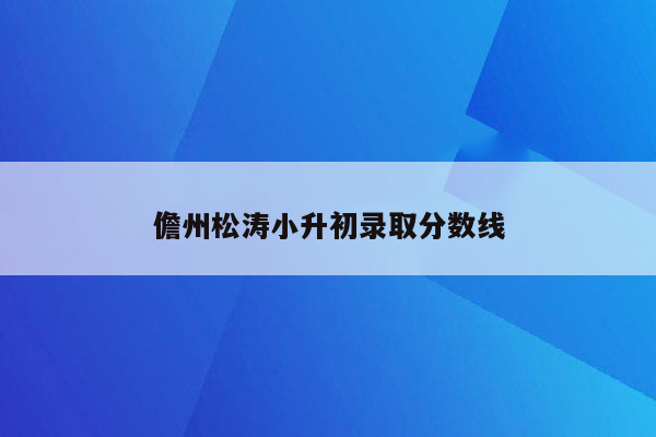 儋州松涛小升初录取分数线