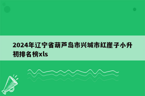 2024年辽宁省葫芦岛市兴城市红崖子小升初排名榜xls