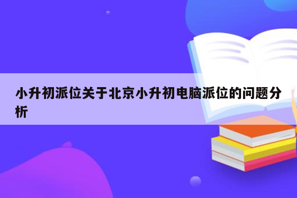 小升初派位关于北京小升初电脑派位的问题分析