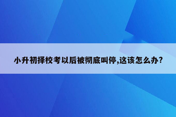 小升初择校考以后被彻底叫停,这该怎么办?