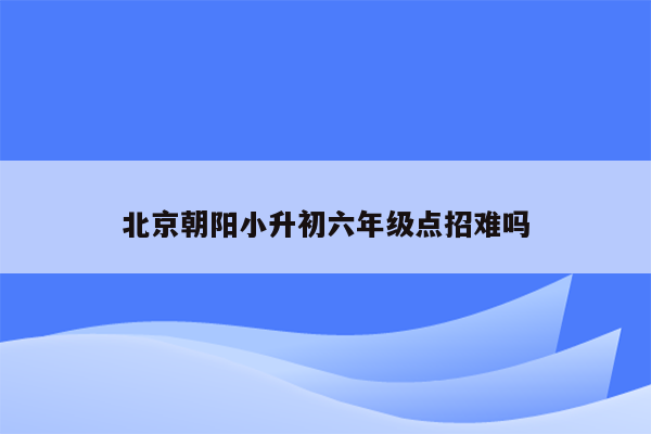 北京朝阳小升初六年级点招难吗