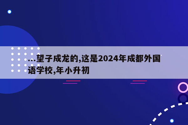 ...望子成龙的,这是2024年成都外国语学校,年小升初