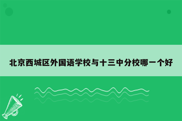 北京西城区外国语学校与十三中分校哪一个好