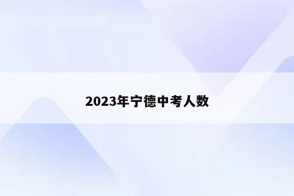 2023年宁德中考人数