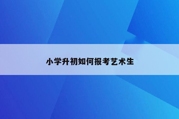 小学升初如何报考艺术生