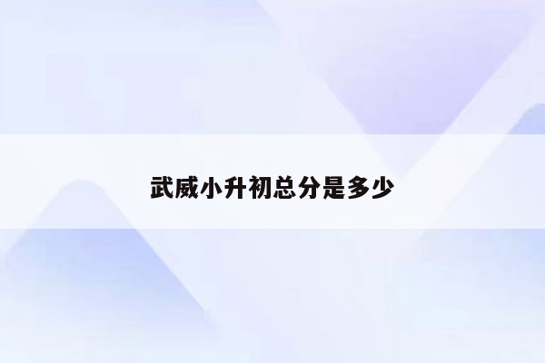 武威小升初总分是多少