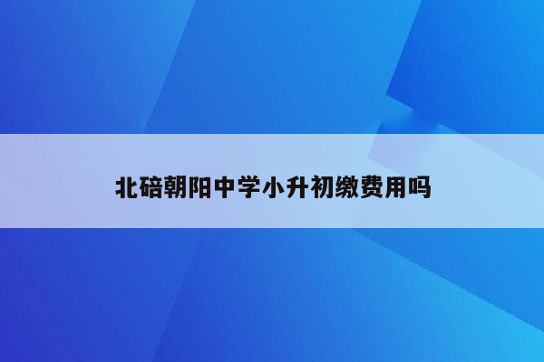 北碚朝阳中学小升初缴费用吗