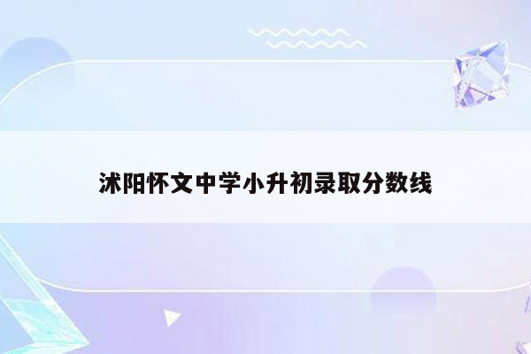 沭阳怀文中学小升初录取分数线