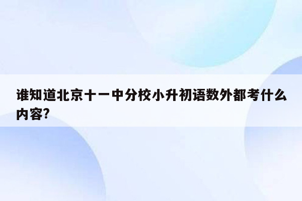 谁知道北京十一中分校小升初语数外都考什么内容?