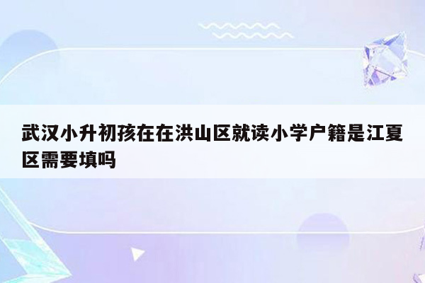 武汉小升初孩在在洪山区就读小学户籍是江夏区需要填吗