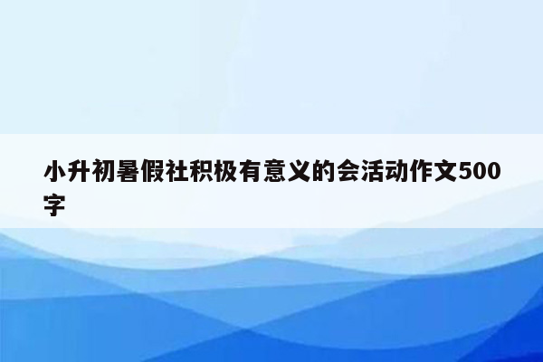 小升初暑假社积极有意义的会活动作文500字