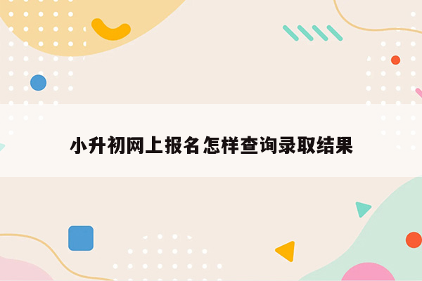 小升初网上报名怎样查询录取结果